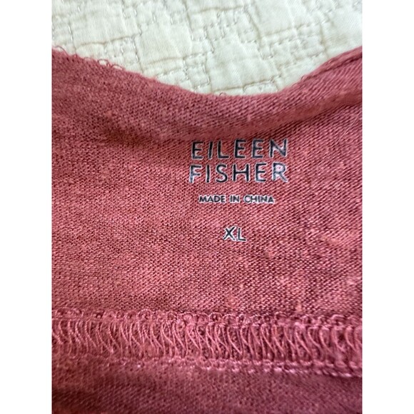 EILEEN FISHER Short Sleeve Blouse XL Organic Linen Oversized Boxy Stud Accent - Picture 6 of 14
